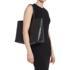 TORY BURCH black leather Block T Tote with pouch